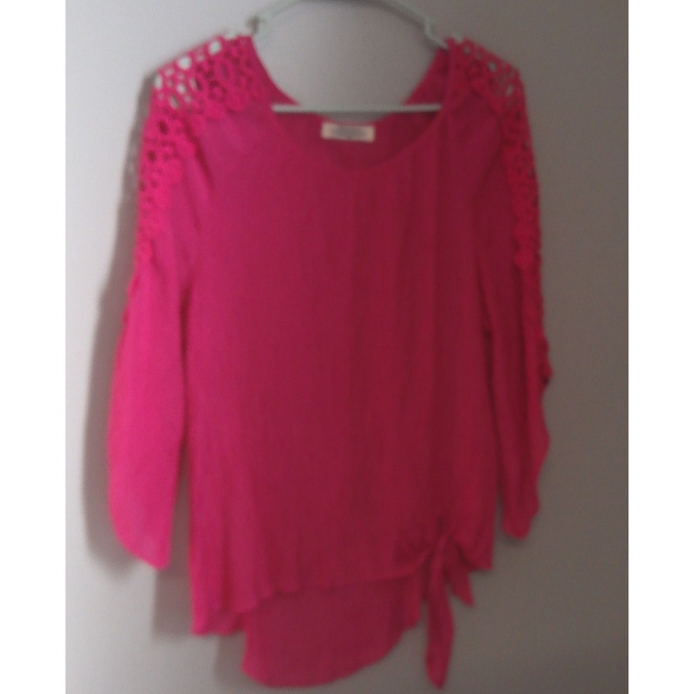 PERSEPTION PETITE XL PINK GAUZE BLOUSE